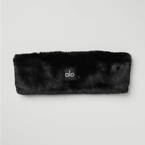 ALO Yoga Accessories - ALO YOGA Faux Fur Ear Warmers Black Fuzzy Headband